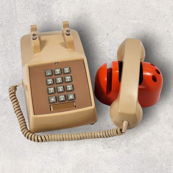 Vintage On Hold Music Box Phone Accessory Works Mechanical Desk Organizer Orange - Picture 2 of 10